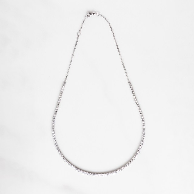 Colar Riviera Degradê 7 a 3pts 93 Brilhantes 4,88ct g VS1 Corrente Cartier 40cm 9,78g Ouro Branco 18k - Coleção Rivieras