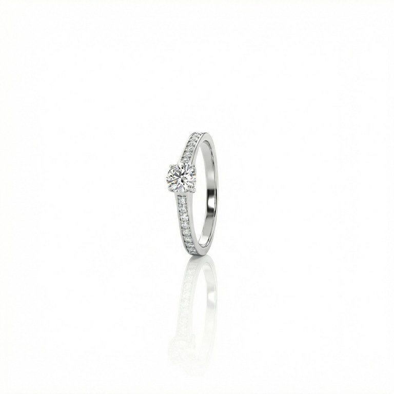 [067755] 30-ANEL SOLITARIO BRILHANTE 0,30CT 16 BRILHANTES 0,16CT H SI1 2,31G OURO BRANCO 18K - COLEÇAO ONLY YOU