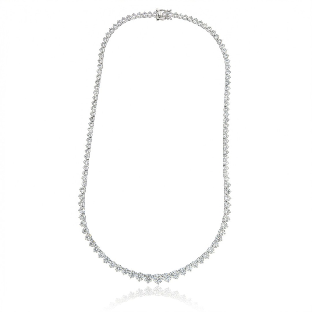 [075172] Colar Riviera 18,31 ct · Ouro Branco 18k