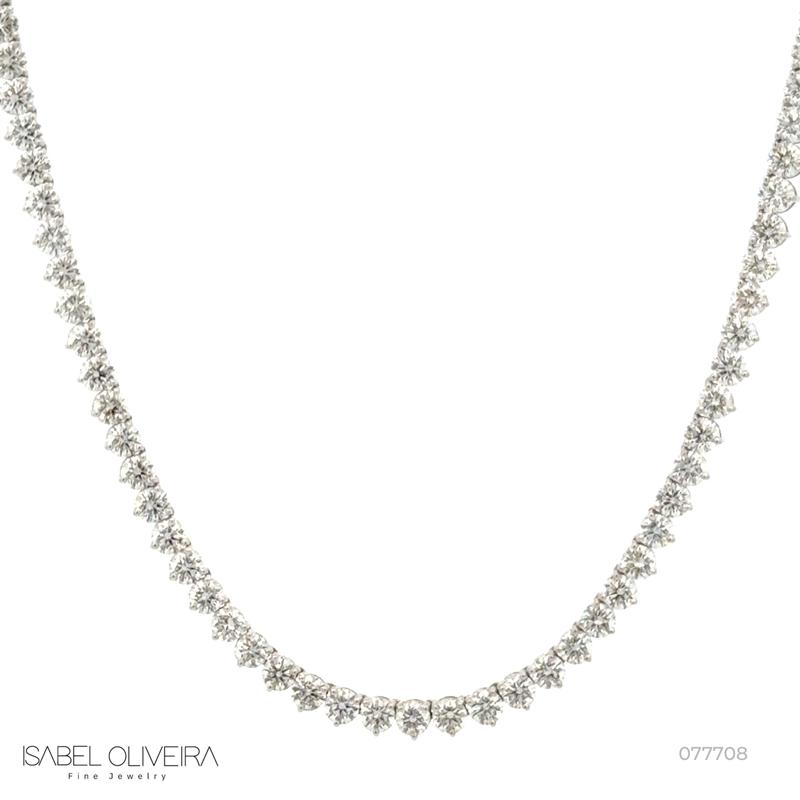 [077708] Colar Riviera Tulipa Inteira 131 Brilhantes 14,41ct H VS2 40,5cm 21,94g Ouro Branco 18k - Barbara Barros
