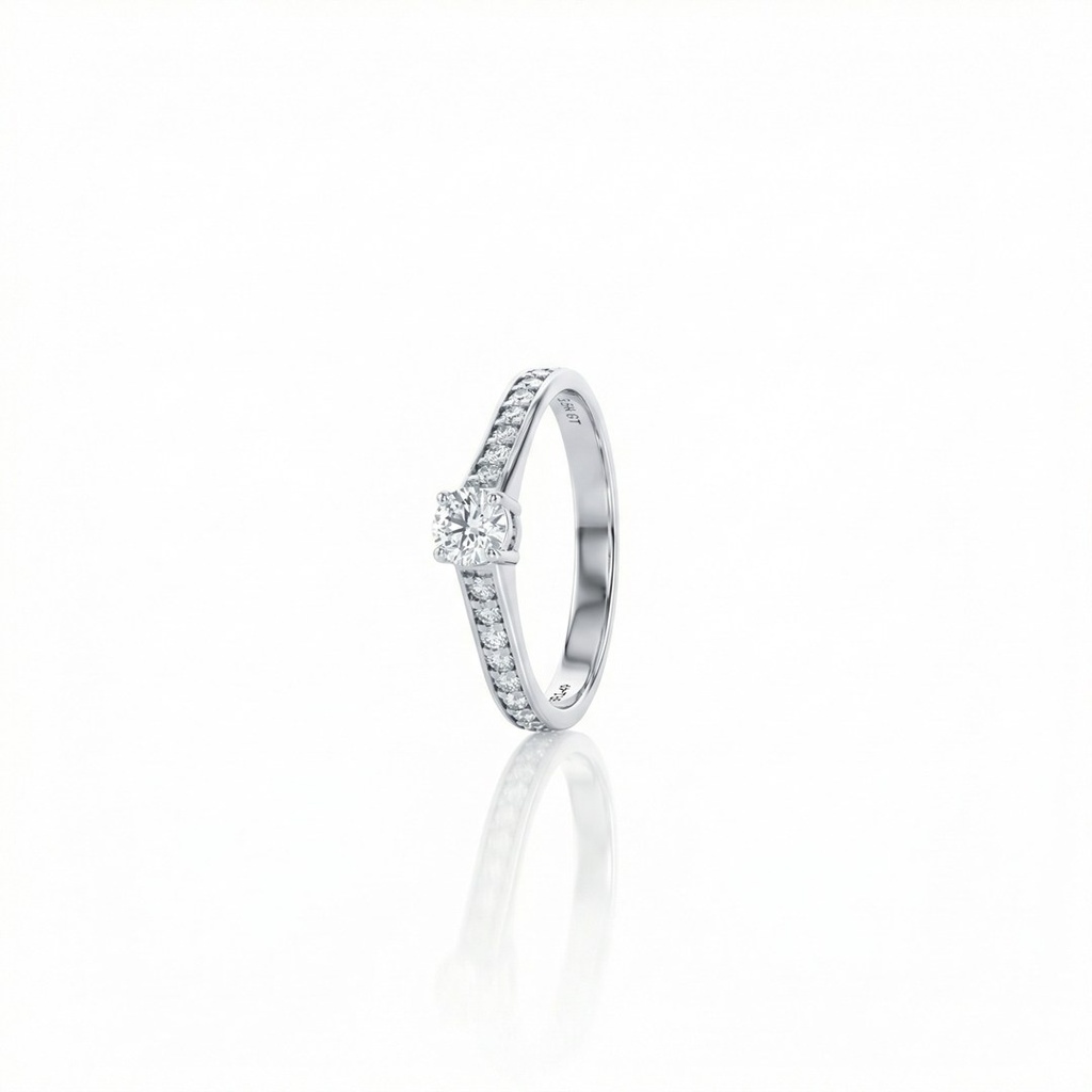 [071804] 30-Anel Solitário Brilhante 0,31ct H VS2 16 Brilhantes 0,23ct g VS1 2,70g Ouro Branco 18k - Coleção Only You- Certificado EGL 1701389029