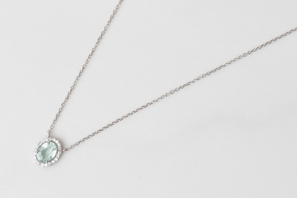 Colar Caribbean Blue 0,66 ct · Ouro Branco 18k