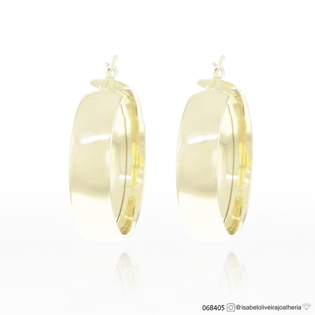[068405] 30-Argola Oca Meia Cana 7,90mm 7,90g Ouro Amarelo 18k - Coleção Argolas Daily