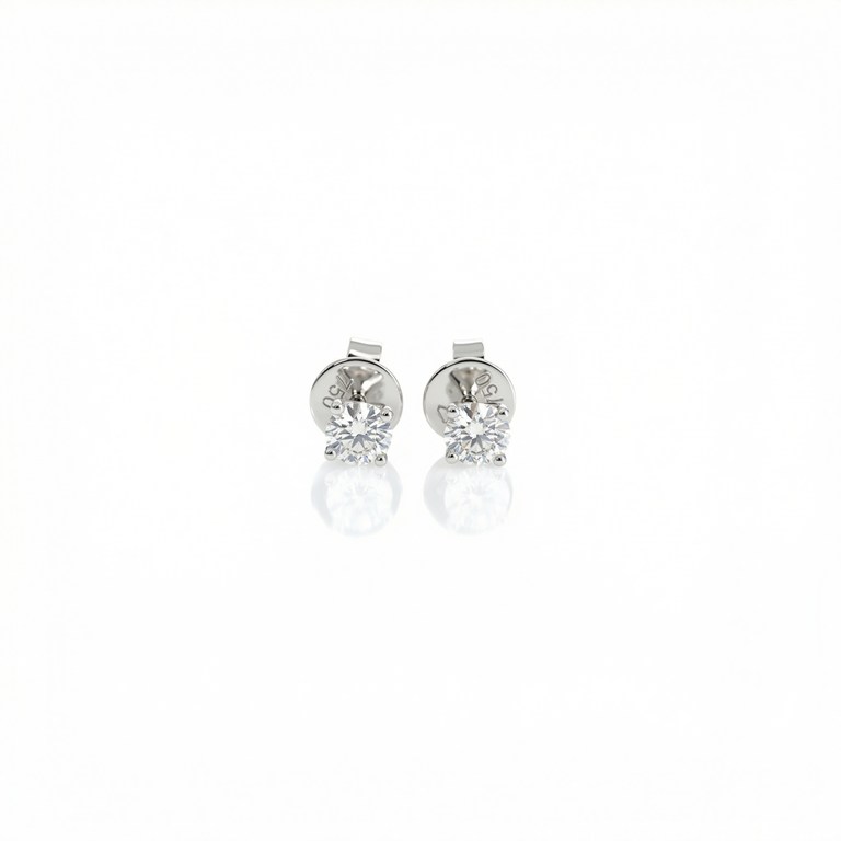 [062814] 30-Brinco Solitário 2 Brilhantes 0,60ct g VS1 1,46g Ouro Branco 18k - Coleção Only You