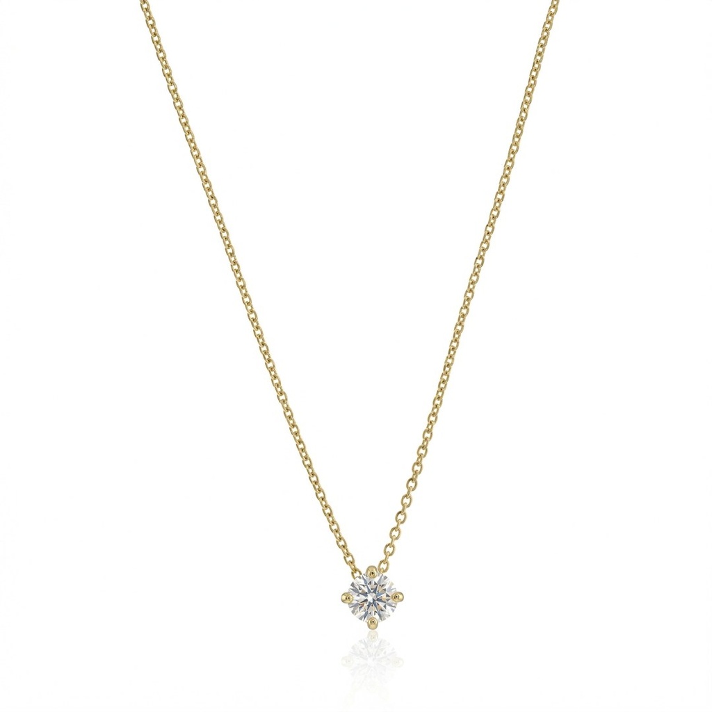 [075212] 30-Colar Ponto de Luz Brilhante 0,31ct H VS2 Corrente Cartier 46cm 2,01g Ouro Amarelo 18k - Coleção Only You