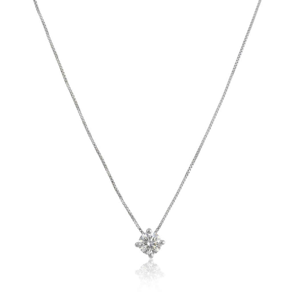 30-Colar Ponto de Luz Brilhante 0,31ct H VS2 Corrente Veneziana 45cm 1,70g Ouro Branco 18k - Coleção Only You
