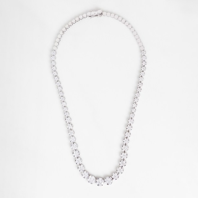 Colar Riviera Botão 329 Diamantes 9,67ct em Ouro Branco 18k