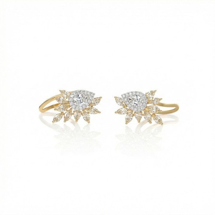 [075422] Earcuff 20 Diamantes Fancy 3,72ct 32 Brilhantes 0,26ct 5,84g Ouro Amarelo e Branco 18k - Coleção Laisa