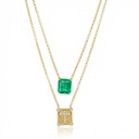 Escapulario Esmeralda Colombiana 2,72CT Cruz 14 Brilhantes 0,15CT 4,82 G VS1 4,82G Ouro Amarelo 18K - Coleçao Escapulario Premium