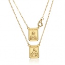 ESCDU48AP-Escapulário Infantil Face Dupla Retangular 9x12mm Sagrado Coração de Jesus e Nossa Sra Carmo Corrente Cartier 48cm 3,10g a 3,30g Ouro Amarelo 18k - Coleção Escapulário