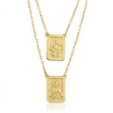 ESCDU60AG-Escapulário Face Dupla Retangular 15x22mm Sagrado Coração de Jesus e Nossa Sra Carmo Corrente Cartier 60cm 14,22g Ouro Amarelo 18k - Coleção Escapulário
