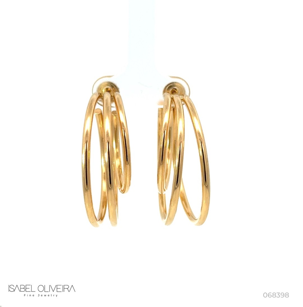 35-Argola Oca Aberta 3 Fios Redondos Degradê 2,0mm 8,03g Ouro Amarelo 18k - Coleção Argolas Daily