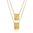ESCDU60AP-Escapulário Face Dupla Retangular 9x12mm Sagrado Coração de Jesus e Nossa Sra Carmo Corrente Cartier 60cm 4,30g Ouro Amarelo 18k - Coleção Escapulário