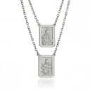 ESCDU60BGG-Escapulário Face Dupla Retangular 15x22mm Sagrado Coração de Jesus e Nossa Sra Carmo Corrente Cartier 60cm 16,90g Ouro Branco 18k - Coleção Escapulário
