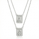 ESCDU60BP-Escapulário Retangular Sagrado Coração de Jesus e Nossa Sra Carmo 9x12mm Corrente Cartier Fechada 60cm 4,14g Ouro Branco 18k - Coleção Escapulário