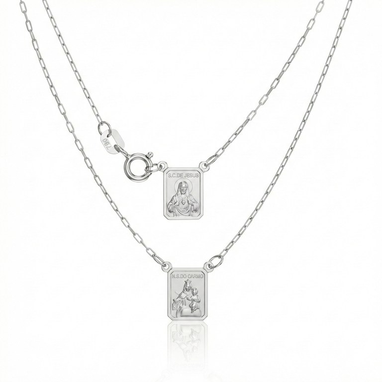 Corrente Cartier Escapulário · Ouro Branco 18k