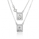ESCSI48BP-Escapulário Infantil Face Simples Retangular 9x12mm Sagrado Coração de Jesus e Nossa Sra Carmo Corrente Cartier 48cm 2,00g Ouro Branco 18k - Coleção Escapulário