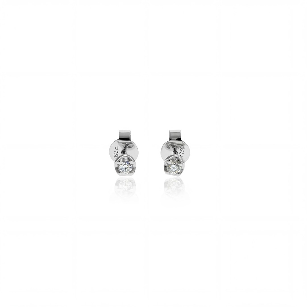 4,5-Brinco 2 Brilhantes 0,09ct 0,67g Ouro Branco 18k - Coleção Only You