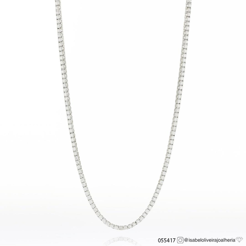 Colar Riviera 6,24 ct · Ouro Branco 18k