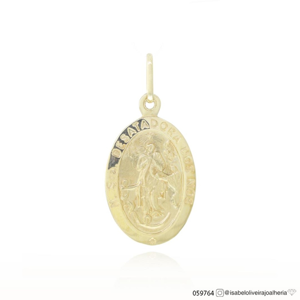 G- Medalha Nossa Sra Desatadora dos Nos 32,55X19,85MM 3,80G Ouro Amarelo 18K  - Coleçao Fe Santos