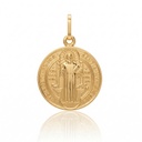 G-Medalha Redonda São Bento 17mm 2,00g Ouro Amarelo 18k - Coleção Fe Santos