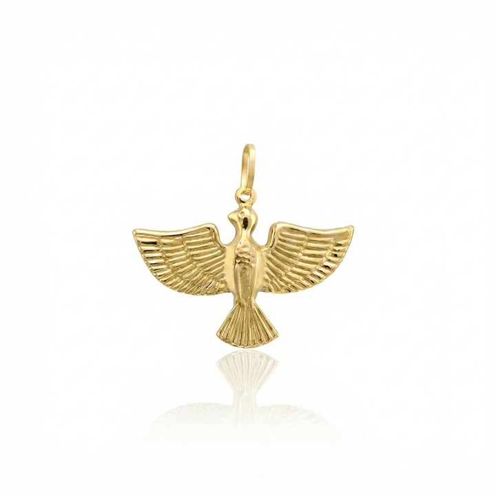 [036967] G-Pingente Espírito Santo Grande 1,40g Ouro Amarelo 18k - Coleção Fe Santos