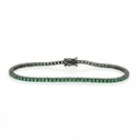4-PULSEIRA RIVIERA 79 ESMERALDA REDONDA 3,00CT 20CM 8,40G OURO BRANCO 18K COM RODIO NEGRO - COLEÇAO RIVIERAS