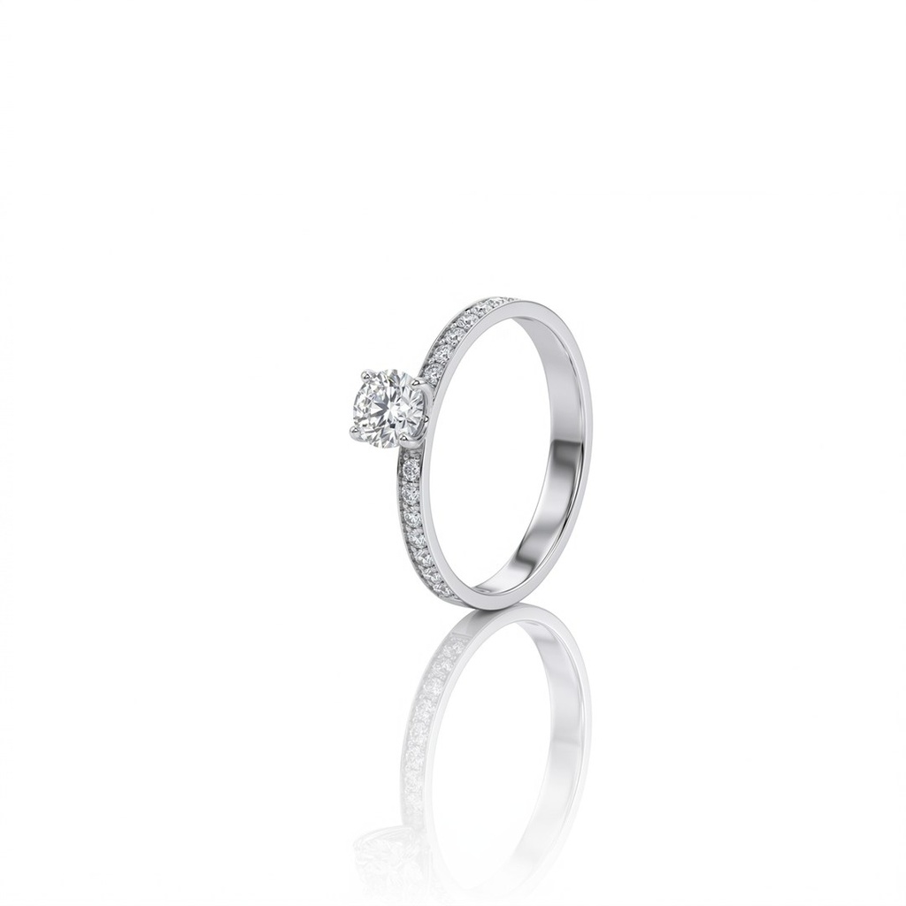 [075176] 40-Anel Solitário Brilhante 0,40ct g VS1 16 Brilhantes 0,25ct H VS2 1,95g Ouro Branco 18k - EGL 1701777636 - Coleção Only You