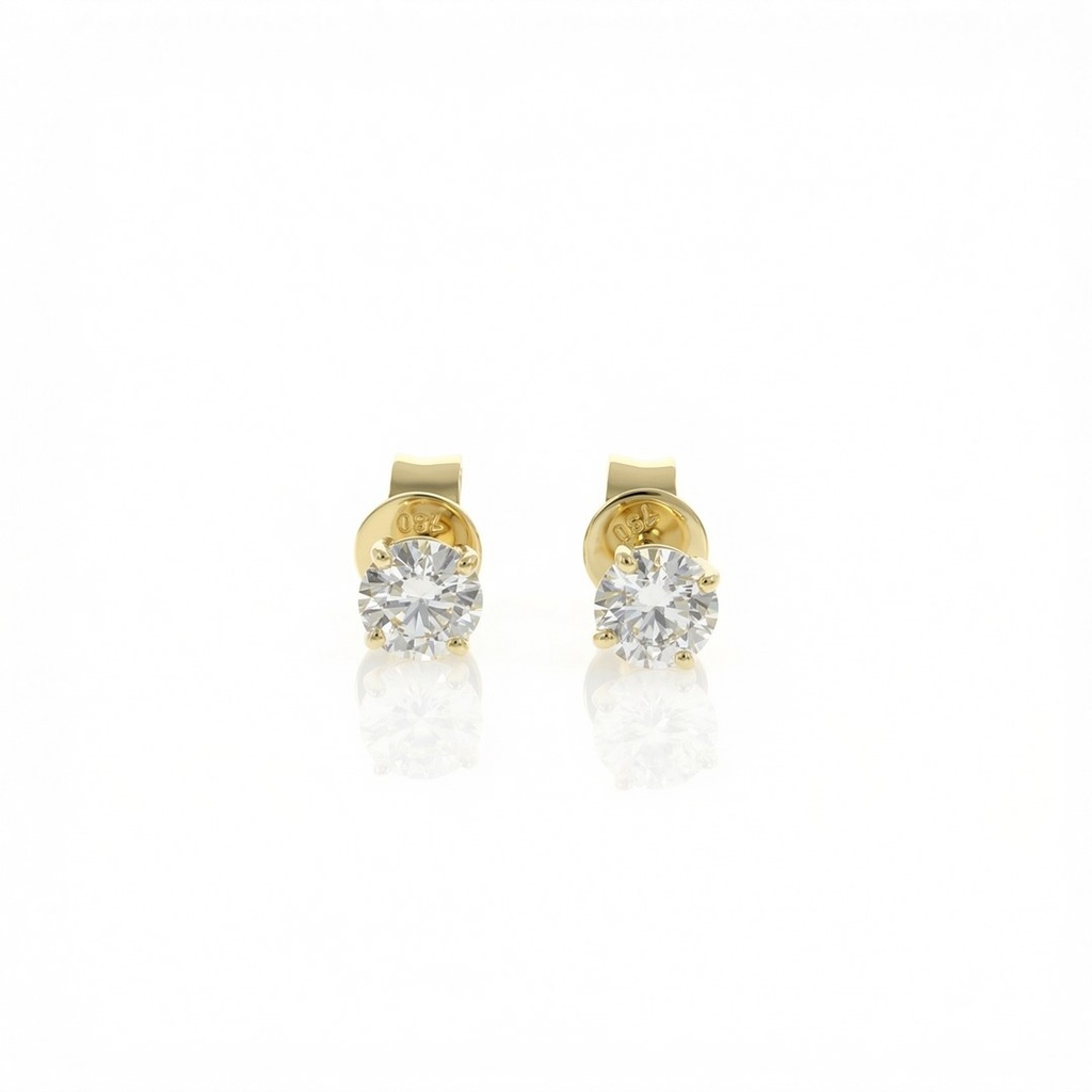 40-Brinco Solitário 2 Brilhantes 0,87ct g VVS1/VS2 1,65g Ouro Amarelo 18k - Certificado EGL 1701344424/1701346123 Coleção Only You