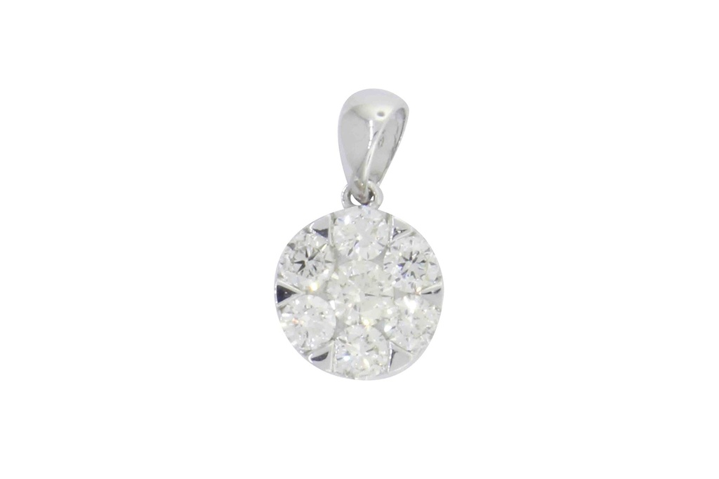 [046273] M- PINGENTE BOTAO 8MM 7 BRILHANTES 0,51CT  H VS2 0,80G OURO BRANCO 18K - COLEÇAO BOTAO