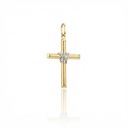 M-PINGENTE CRUZ PALITO DETALHE AMARRADO 1,55G OURO AMARELO 18K - COLEÇAO CRUCIFIXOS
