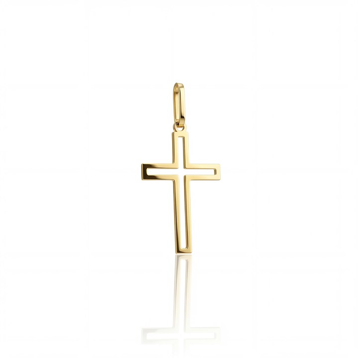 [059345] M-Pingente Cruz Vazada Média 0,35 a 0,40g Ouro Amarelo 18k - Coleção Crucifixos