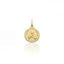 MEDALHA REDONDA PRIMEIRA COMUNHAO COM FORRO 14MM 1,15G OURO AMARELO 18K - COLEÇAO FE SANTOS