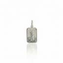 MEDALHA RETANGULAR 14,10MM X 8,20MM SANTO EXPEDITO 0,93G OURO AMARELO 18K COM RODIO BRANCO - COLEÇAO FE SANTOS
