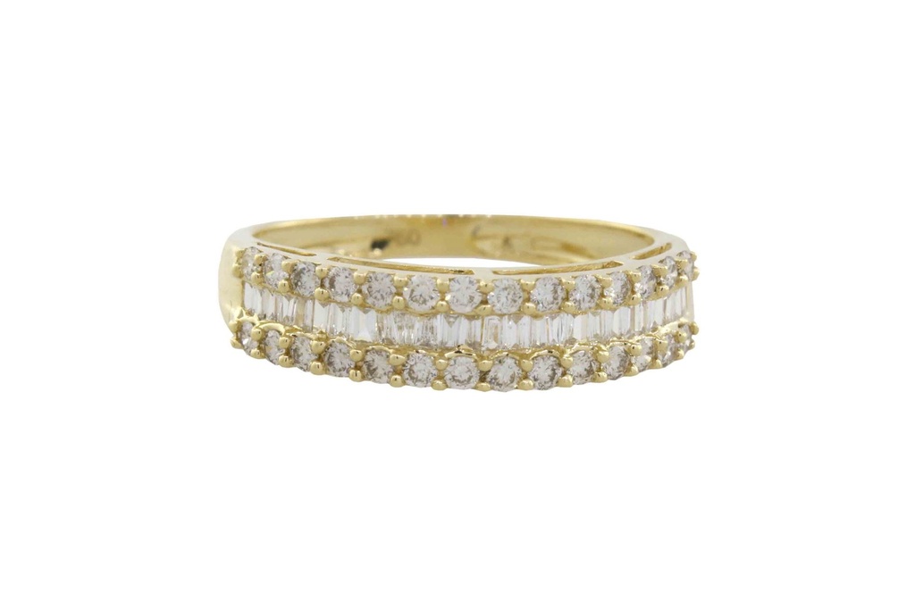 [046235] MEIA ALIANCA TRILHO TRAPEZIOS 0,14CT 28 BRILHANTES 0,31CT COR H VS2 2,10G OA