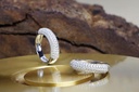 MEIA ALIANÇA 5 FILEIRAS PAVE 87 BRILHANTES 1,01CT G VS1 3,84G OURO BRANCO 18K - COLEÇAO PAVE