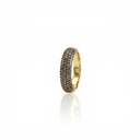 MEIA ALIANÇA 5 FILEIRAS PAVE 89 BRILHANTES BROWN 0,49CT 3,34G OURO AMARELO 18K - COLEÇAO PAVE