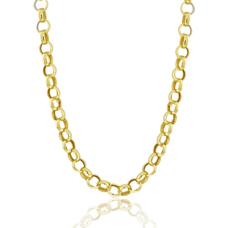 45-Corrente M Elo Português Oco Fecho Boia 45cm 11g a 11,50g Ouro Amarelo 18k - Coleção Elos Power
