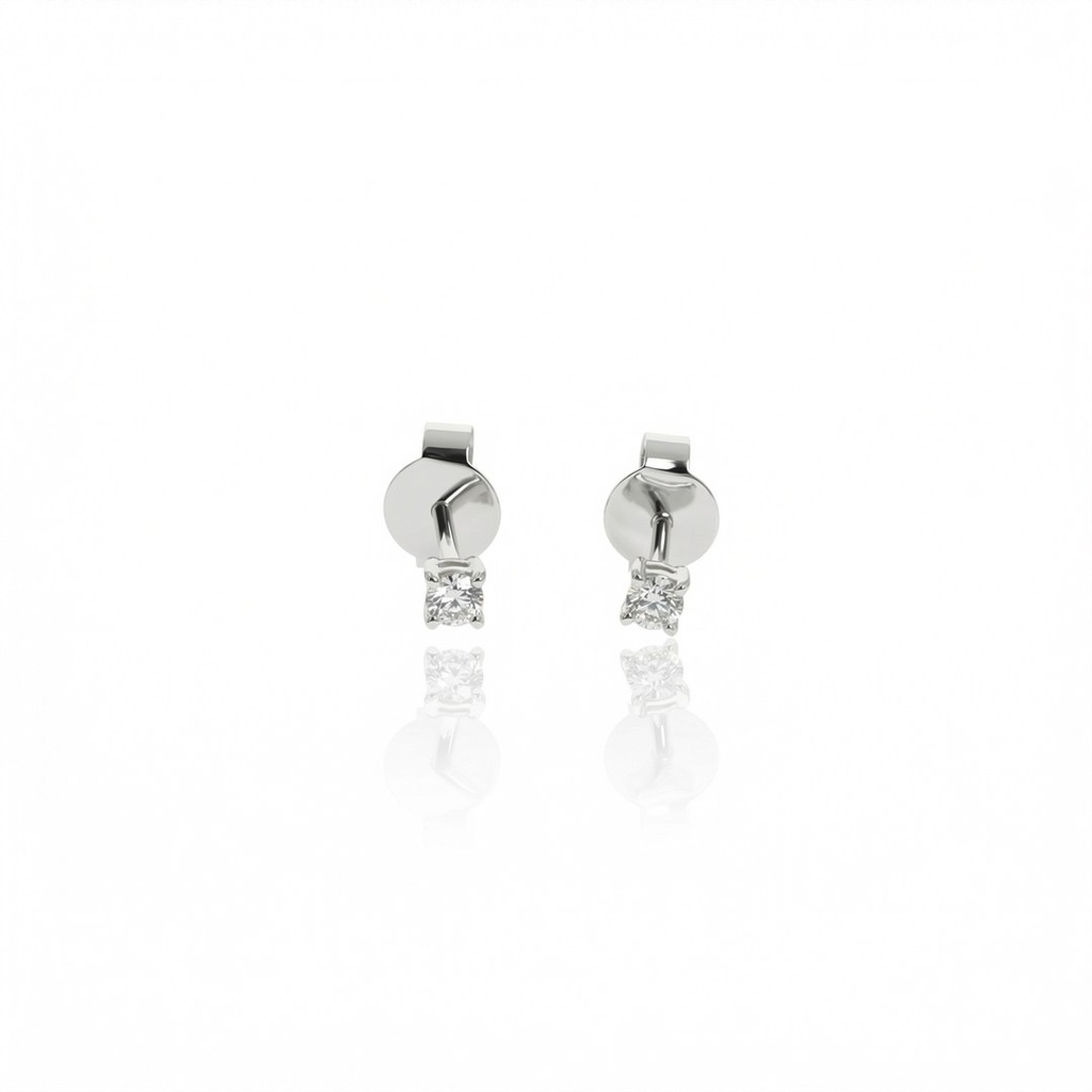 [075209] 5-Brinco Solitário 2 Brilhantes 0,10ct H VS2 0,62g Ouro Branco 18k - Coleção Only You