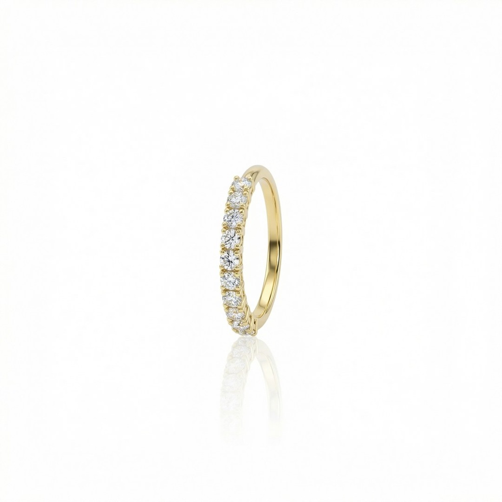 [062430] 5-MEIA ALIANÇA 10 BRILHANTES 0,58CT H/I/J SI1/VS2 2,64G OURO AMARELO 18K - COLEÇAO SOULMATES