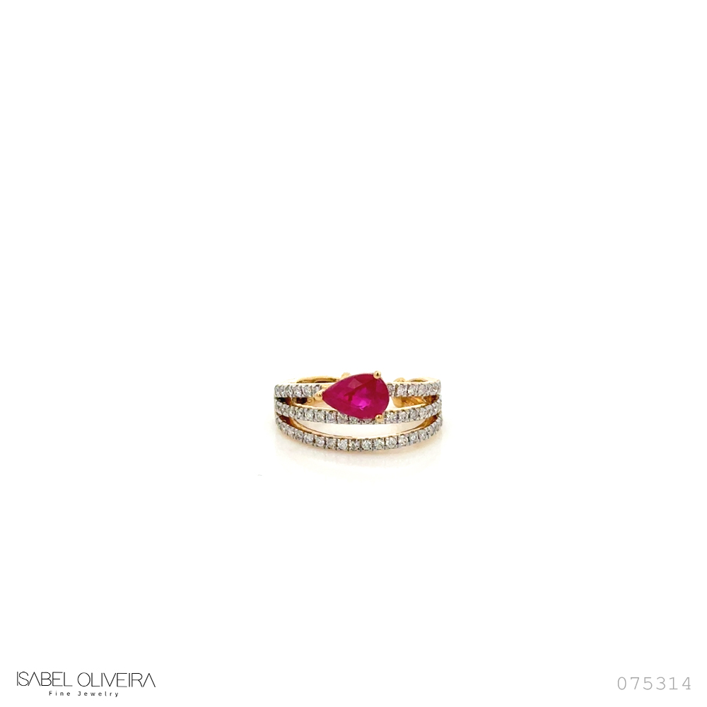 PIECING ENCAIXE 1 RUBI 0,48CT 58 BRILHANTES 0,21CT 1,84G OURO AMARELO 18K - COLEÇAO YOUNG