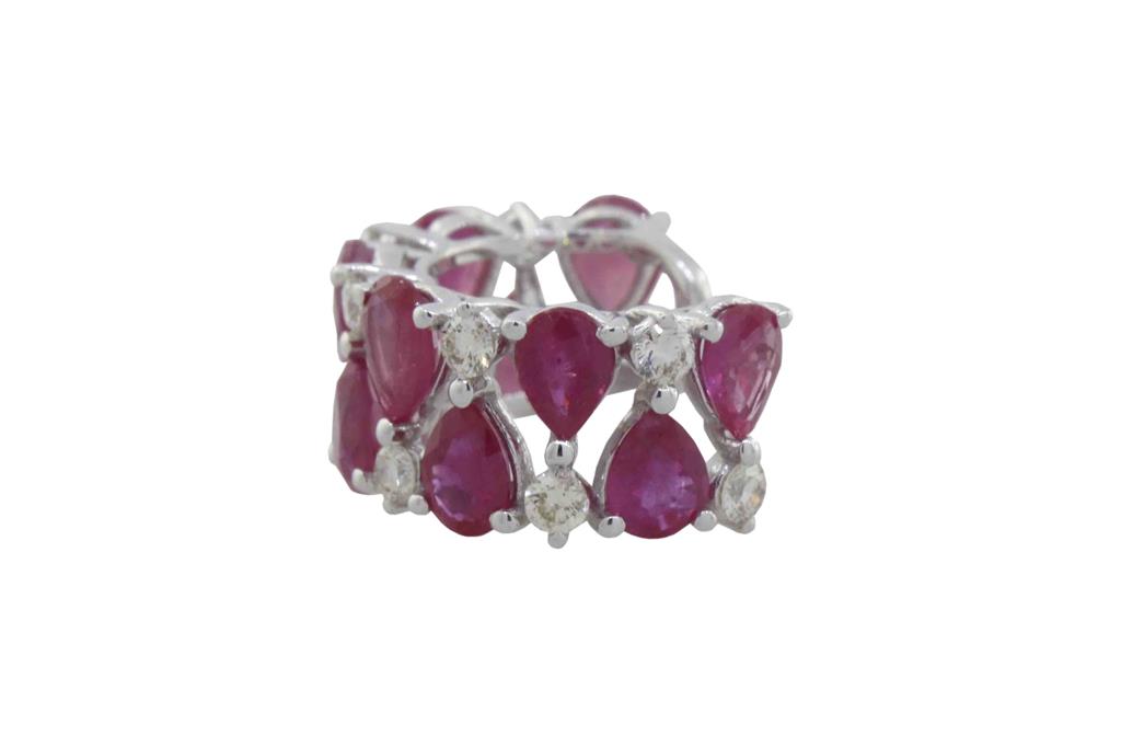 [046230] Piercing 11 Rubis Gota 1,75ct 11 Brilhantes 0,24ct 1,80g Ouro Branco 18k - Coleção Young