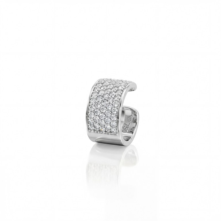 PIERCING DE ENCAIXE 5 FILEIRAS 53 BRILHANTES 0,53CT H/I SI1 2,80G OURO BRANCO 18K  - COLEÇAO YOUNG