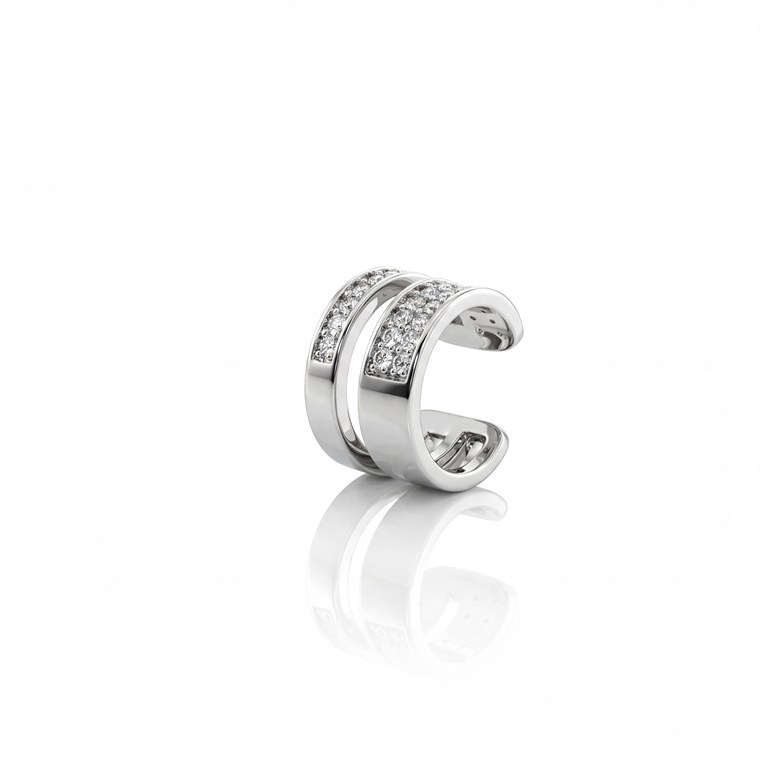 [064384] Piercing Duplo 30 Brilhantes 0,32ct 2,76g Ouro Branco 18k - Coleção Young