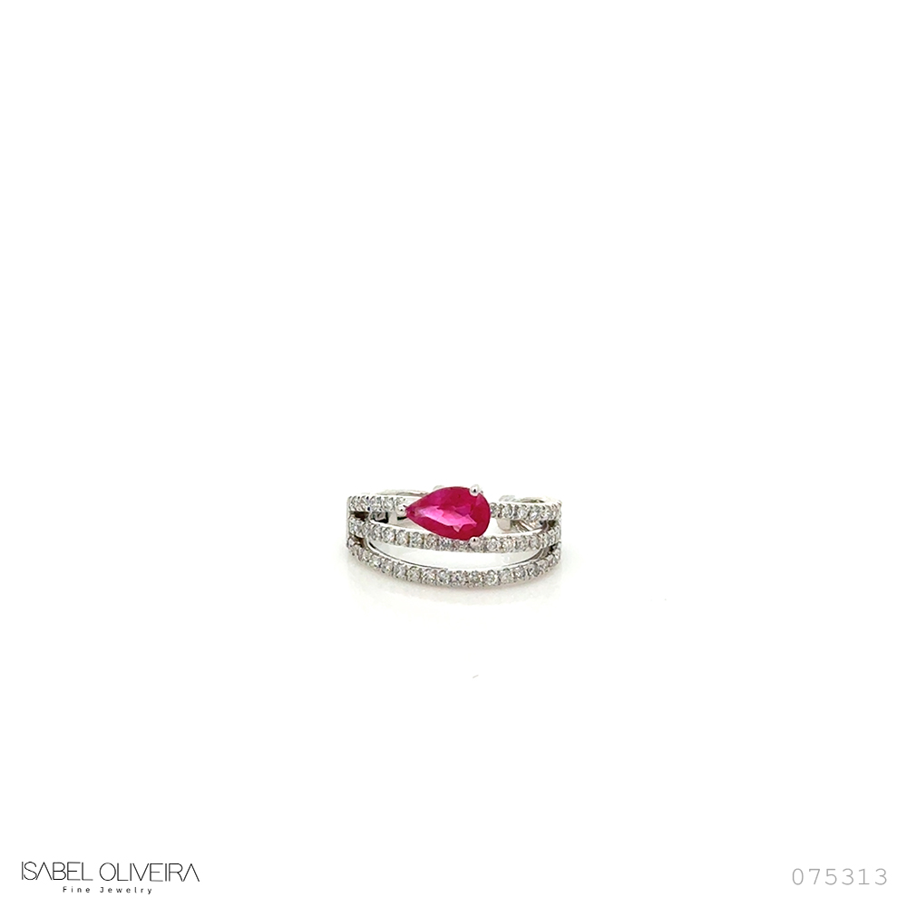 PIERCING ENCAIXE 1 RUBI 0,48CT 58 BRILHANTES 0,21CT 1,56G OURO BRANCO 18K - COLEÇAO YOUNG