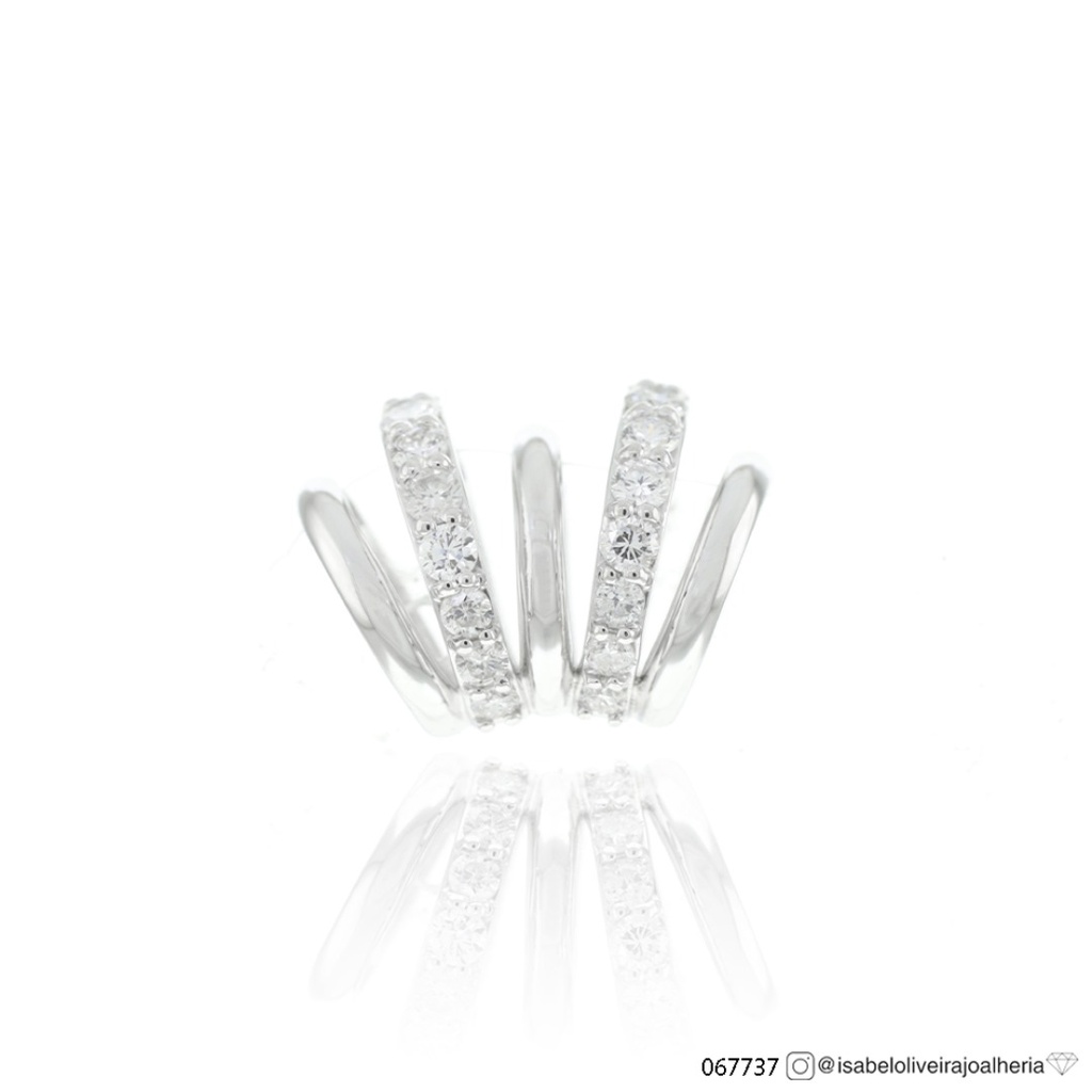 PIERCING FIOS CRAVAÇAO DEGRADEE 16 BRILHANTES 0,66CT H VS2 3,80G OURO BRANCO 18K - COLEÇAO YOUNG
