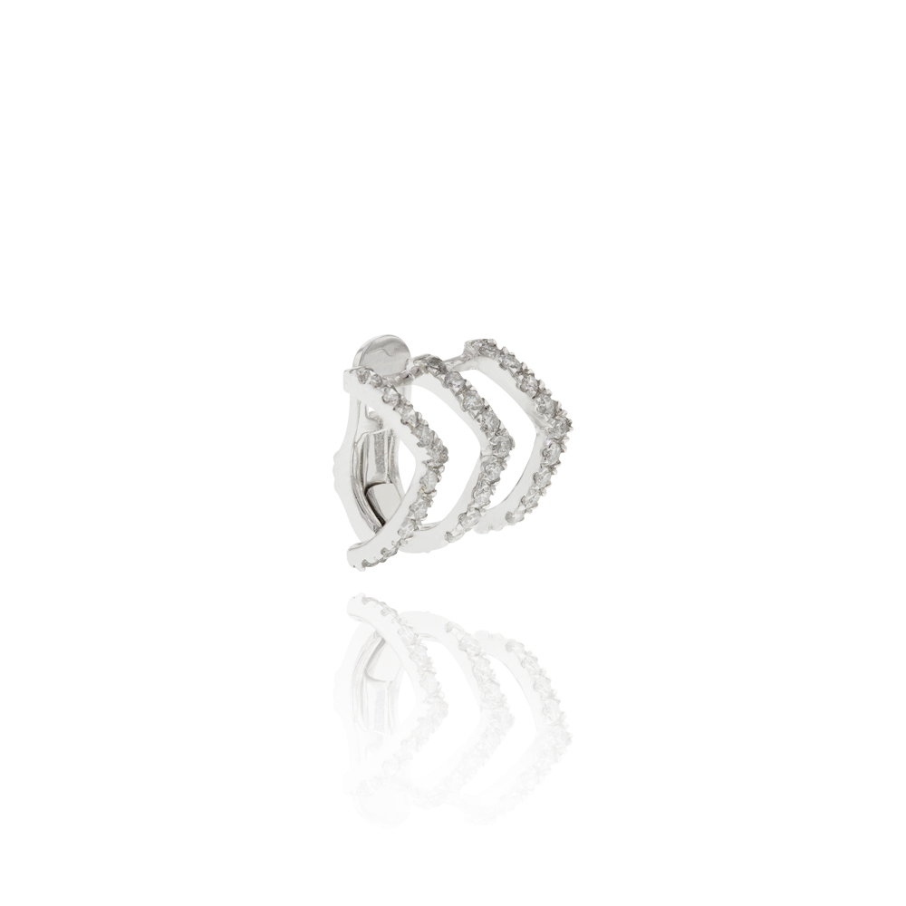 PIERCING TRIPLO 30 BRILHANTES 0,25CT 1,30G OURO BRANCO 18K - COLEÇAO YOUNG