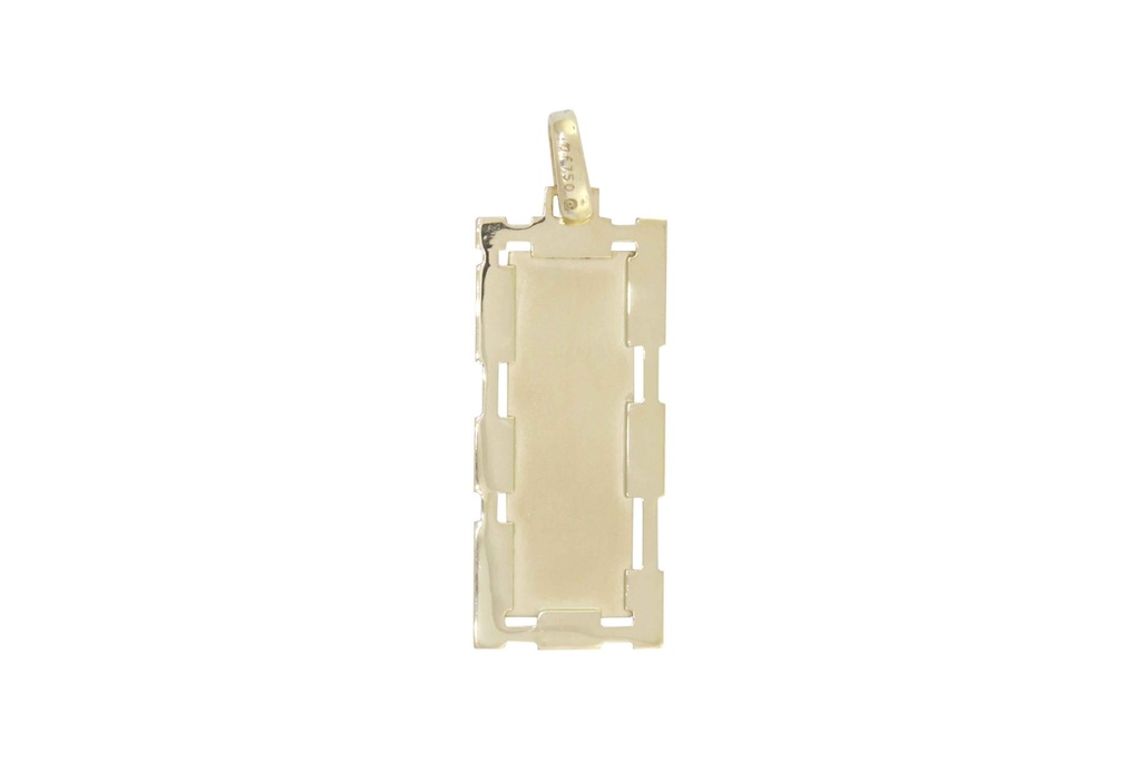 [047377] Pingente Masculino Moldura Retangulos com Borda 2,90g Ouro Amarelo 18k - Coleção Alpha Masculino