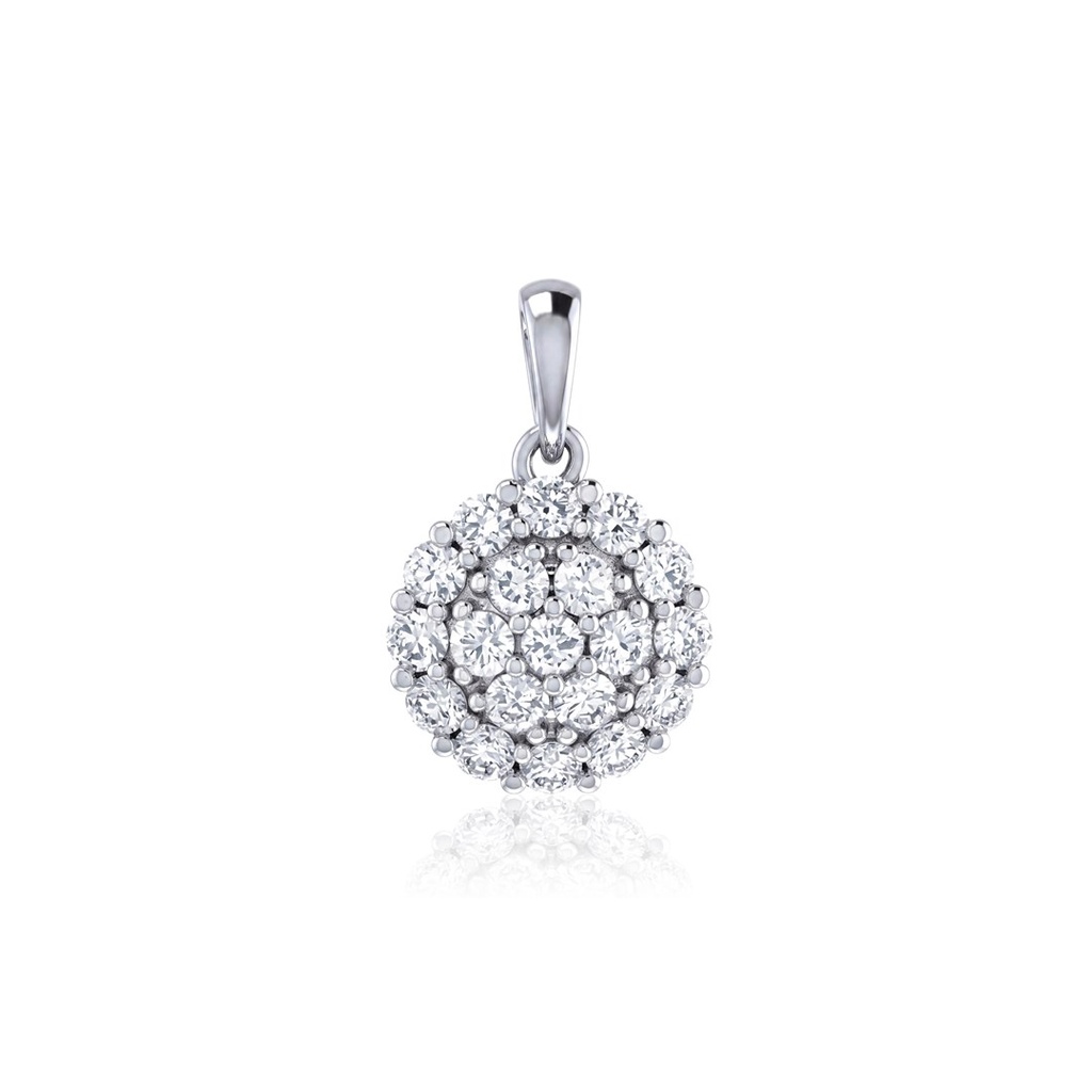 [061190] Pingente Botão 9mm 19 Brilhantes 0,41ct H VS2 0,80g Ouro Branco 18k - Coleção Laisa
