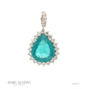 PINGENTE CLASSICO I TURMALINA PARAIBA 15,84CT 24 BRILHANTES 2,35CT G VS1 10,40G OURO BRANCO 18K